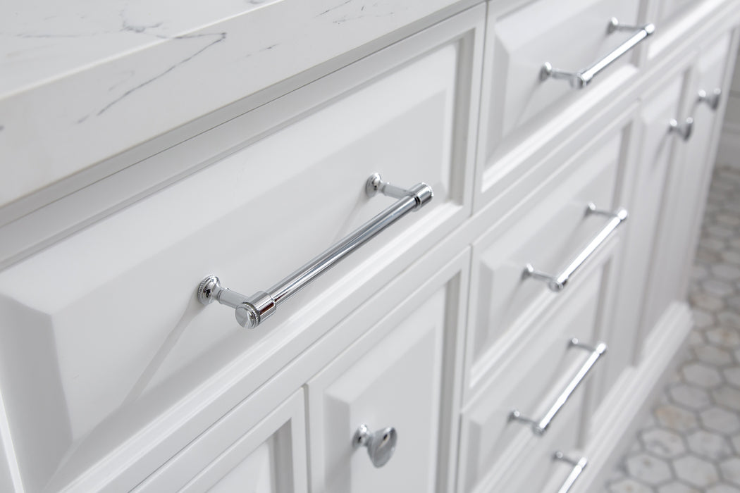 Kingston Palace PA60QZ01PW - 60 in. x 22 in. Bathroom Vanity Quartz Top and White Basin, Pure White