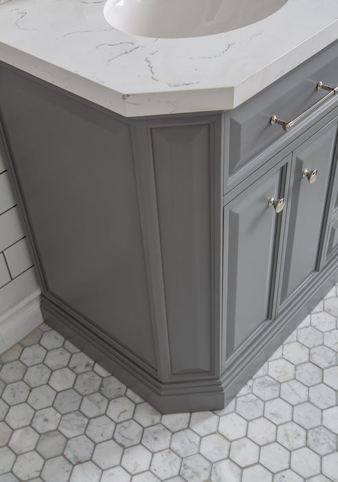 Kingston Palace PA60QZ05CG - 60 in. x 22 in. Bathroom Vanity Quartz Top and White Basin, Cashmere Grey