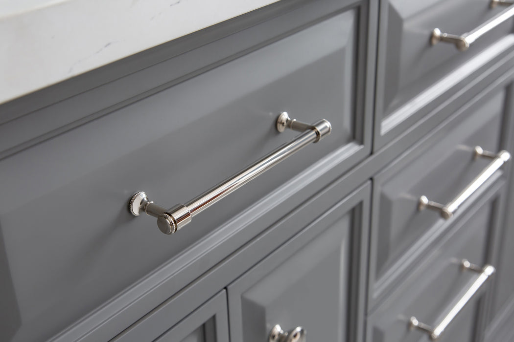 Kingston Palace PA60QZ05CG - 60 in. x 22 in. Bathroom Vanity Quartz Top and White Basin, Cashmere Grey
