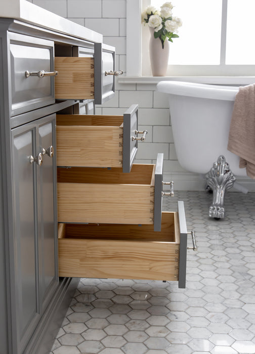 Kingston Palace PA60QZ05CG - 60 in. x 22 in. Bathroom Vanity Quartz Top and White Basin, Cashmere Grey