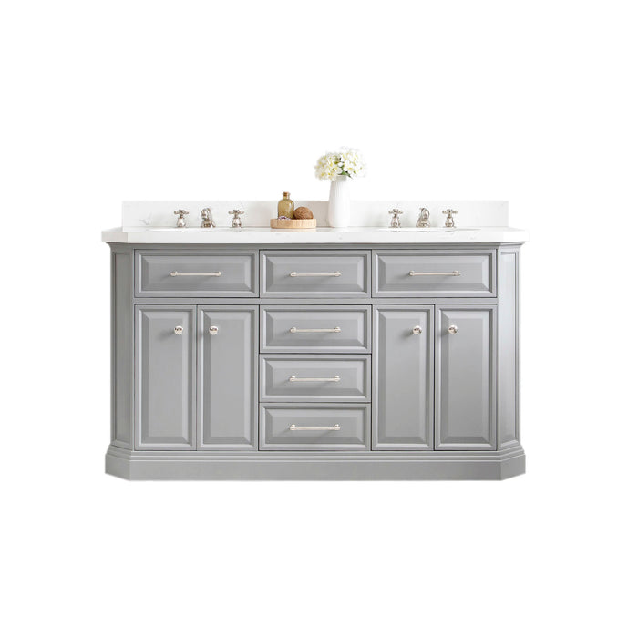 Kingston Palace PA60QZ05CG - 60 in. x 22 in. Bathroom Vanity Quartz Top and White Basin, Cashmere Grey