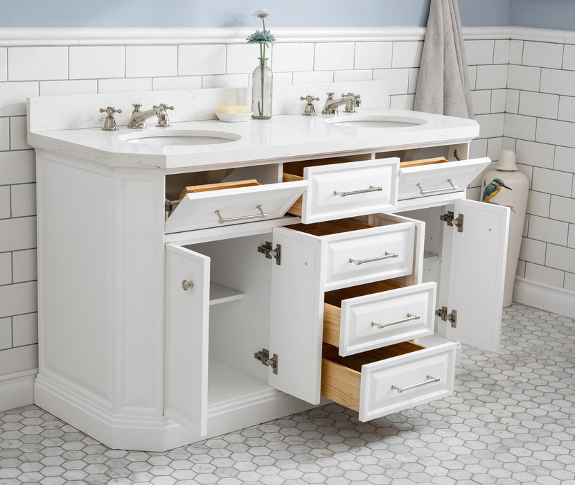 Kingston Palace PA60QZ05PW - 60 in. x 22 in. Bathroom Vanity Quartz Top and White Basin, Pure White