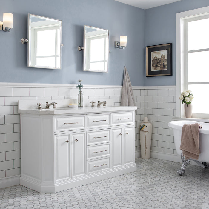 Kingston Palace PA60QZ05PW - 60 in. x 22 in. Bathroom Vanity Quartz Top and White Basin, Pure White