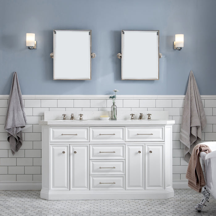 Kingston Palace PA60QZ05PW - 60 in. x 22 in. Bathroom Vanity Quartz Top and White Basin, Pure White
