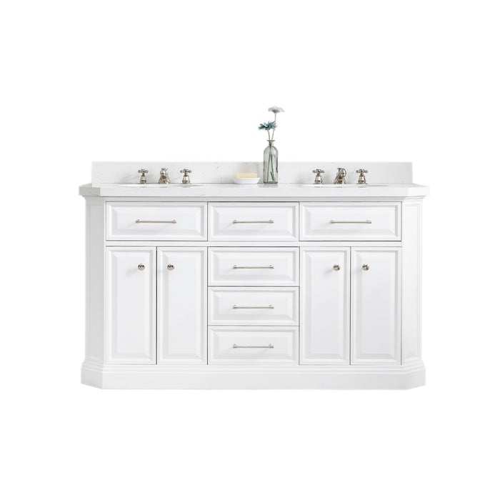 Kingston Palace PA60QZ05PW - 60 in. x 22 in. Bathroom Vanity Quartz Top and White Basin, Pure White