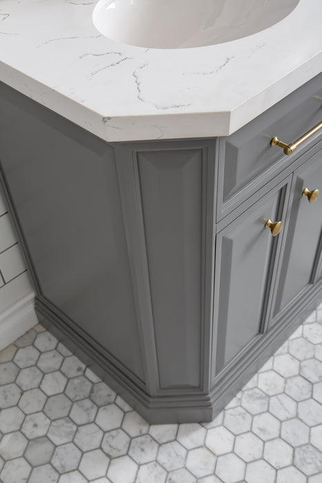 Kingston Palace PA60QZ06CG - 60 in. x 22 in. Bathroom Vanity Quartz Top and White Basin, Cashmere Grey
