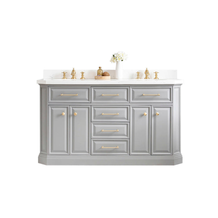 Kingston Palace PA60QZ06CG - 60 in. x 22 in. Bathroom Vanity Quartz Top and White Basin, Cashmere Grey