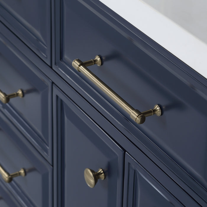 Kingston Palace PA60QZ06MB - 60 in. x 22 in. Bathroom Vanity Quartz Top and White Basins, Monarch Blue