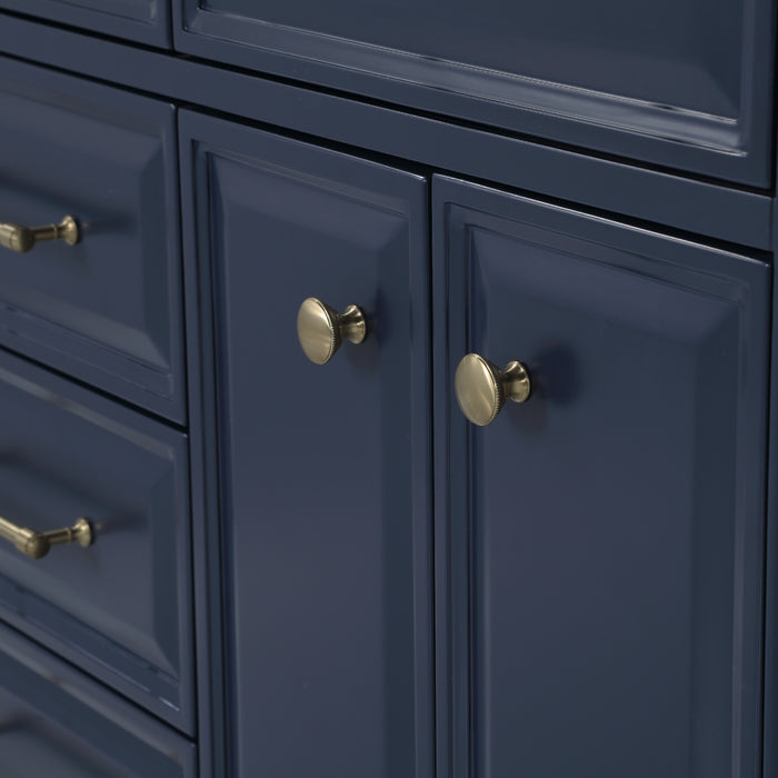 Kingston Palace PA60QZ06MB - 60 in. x 22 in. Bathroom Vanity Quartz Top and White Basins, Monarch Blue