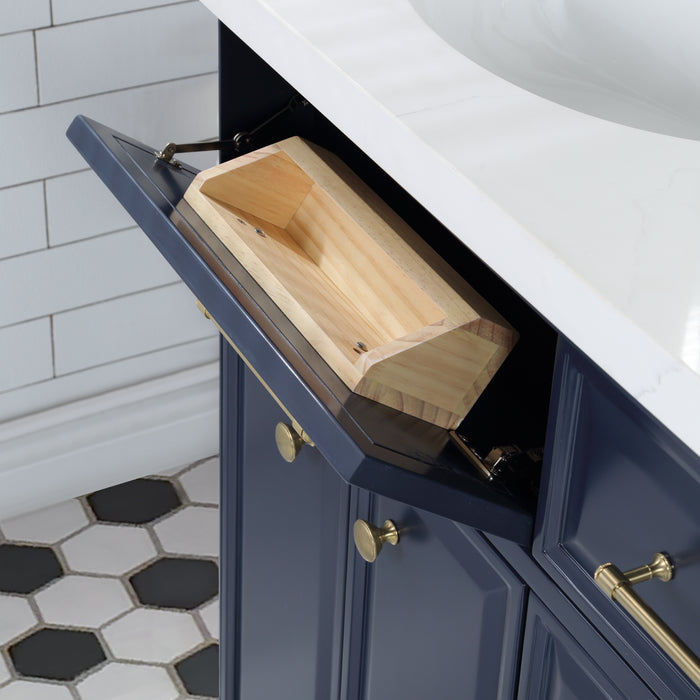 Kingston Palace PA60QZ06MB - 60 in. x 22 in. Bathroom Vanity Quartz Top and White Basins, Monarch Blue