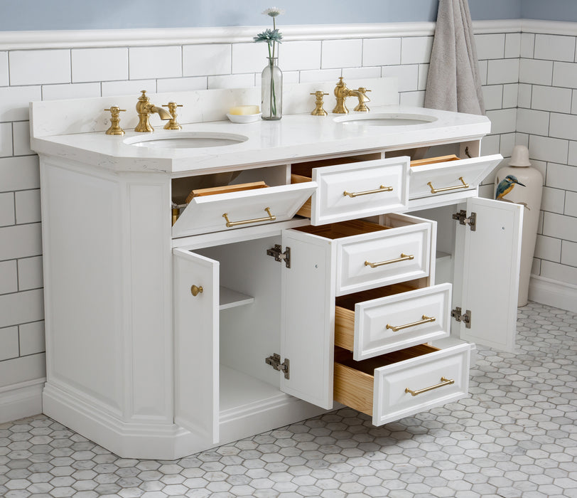 Kingston Palace PA60QZ06PW - 60 in. x 22 in. Bathroom Vanity Quartz Top and White Basin, Pure White