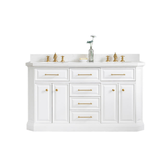 Kingston Palace PA60QZ06PW - 60 in. x 22 in. Bathroom Vanity Quartz Top and White Basin, Pure White