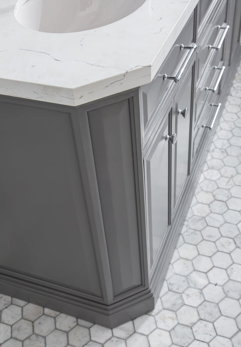Kingston Palace PA72QZ01CG - 72 in. x 22 in. Bathroom Vanity Quartz Top and White Basin, Cashmere Grey