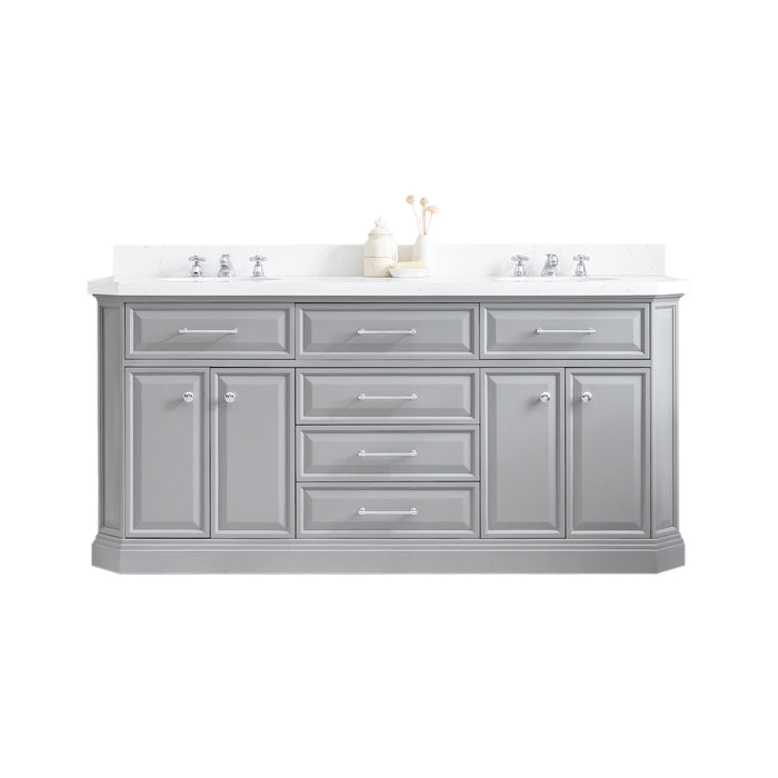 Kingston Palace PA72QZ01CG - 72 in. x 22 in. Bathroom Vanity Quartz Top and White Basin, Cashmere Grey