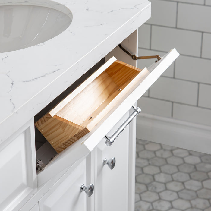 Kingston Palace PA72QZ01PW - 72 in. x 22 in. Bathroom Vanity Quartz Top and White Basin, Pure White
