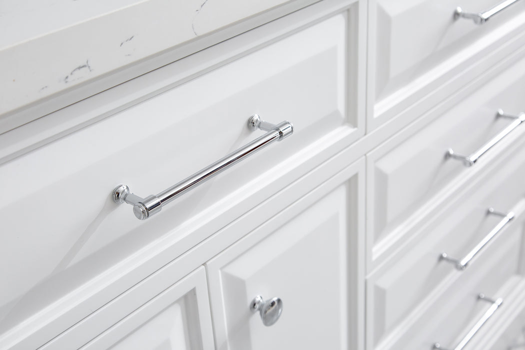 Kingston Palace PA72QZ01PW - 72 in. x 22 in. Bathroom Vanity Quartz Top and White Basin, Pure White