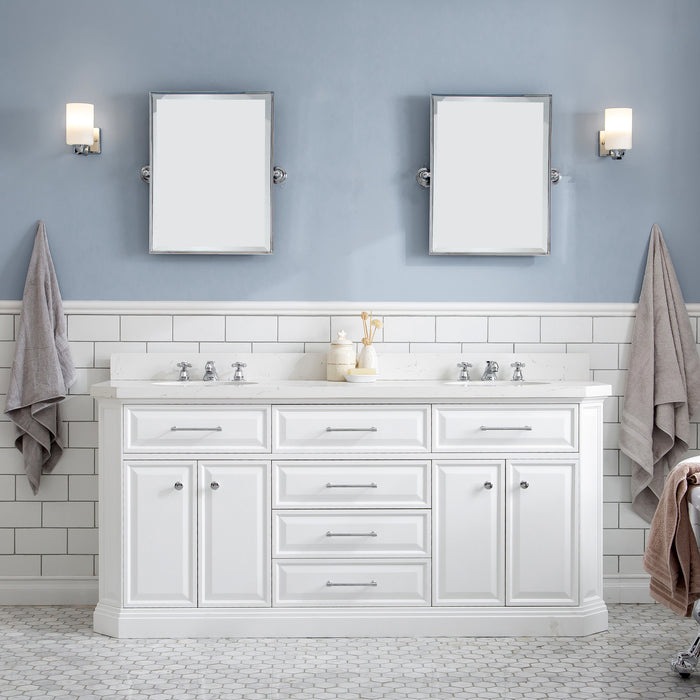 Kingston Palace PA72QZ01PW - 72 in. x 22 in. Bathroom Vanity Quartz Top and White Basin, Pure White