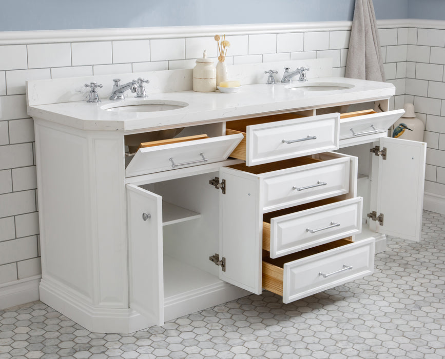 Kingston Palace PA72QZ01PW - 72 in. x 22 in. Bathroom Vanity Quartz Top and White Basin, Pure White