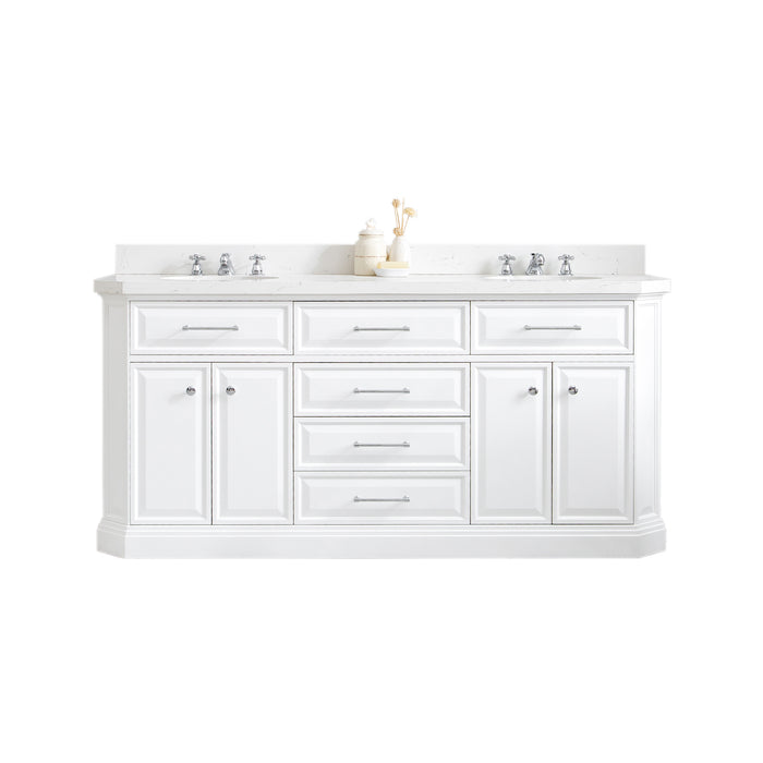 Kingston Palace PA72QZ01PW - 72 in. x 22 in. Bathroom Vanity Quartz Top and White Basin, Pure White