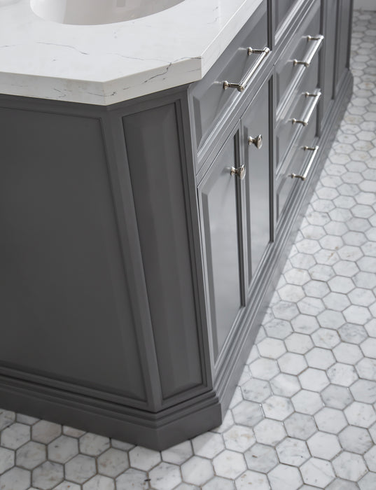 Kingston Palace PA72QZ05CG - 72 in. x 22 in. Bathroom Vanity Quartz Top and White Basin, Cashmere Grey