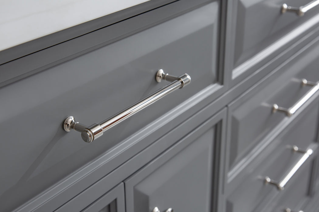 Kingston Palace PA72QZ05CG - 72 in. x 22 in. Bathroom Vanity Quartz Top and White Basin, Cashmere Grey