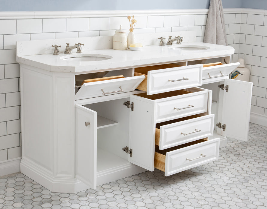Kingston Palace PA72QZ05PW -  72 in. x 22 in. Bathroom Vanity Quartz Top and White Basin, Pure White