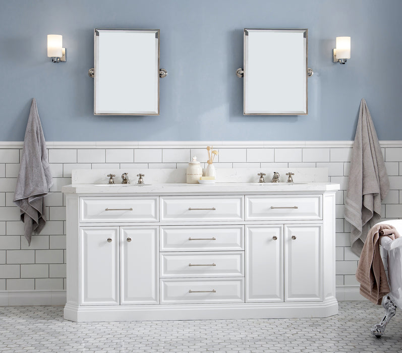 Kingston Palace PA72QZ05PW -  72 in. x 22 in. Bathroom Vanity Quartz Top and White Basin, Pure White