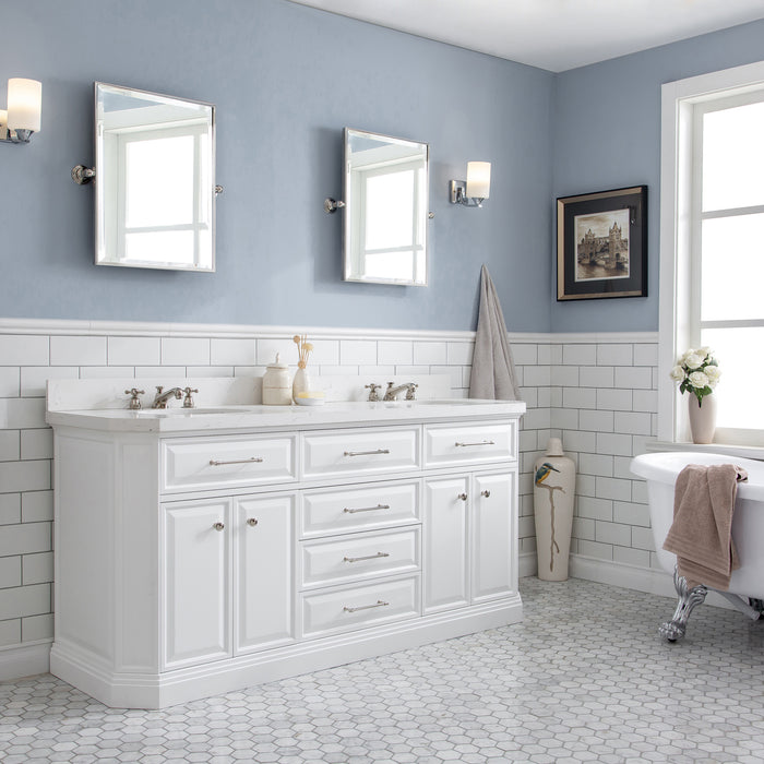 Kingston Palace PA72QZ05PW -  72 in. x 22 in. Bathroom Vanity Quartz Top and White Basin, Pure White