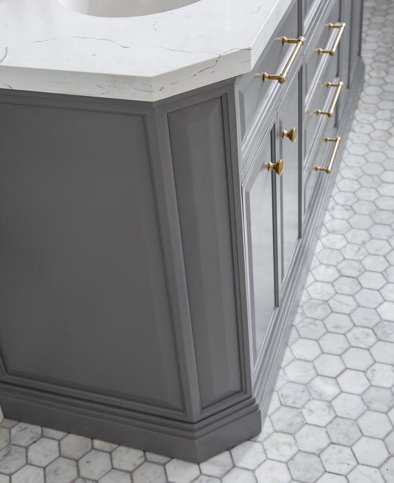Kingston Palace PA72QZ06CG - 72 in. x 22 in. Bathroom Vanity Quartz Top and White Basin, Cashmere Grey