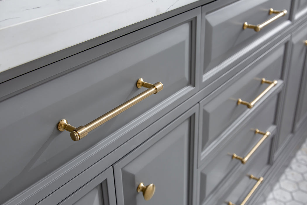 Kingston Palace PA72QZ06CG - 72 in. x 22 in. Bathroom Vanity Quartz Top and White Basin, Cashmere Grey