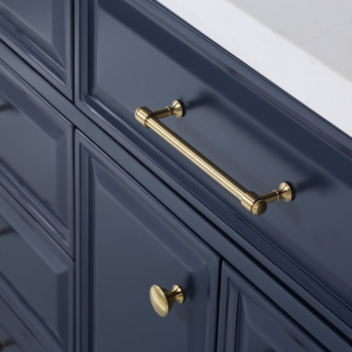 Kingston Palace PA72QZ06MB - 72 in. x 22 in. Bathroom Vanity Quartz Top and White Basins, Monarch Blue