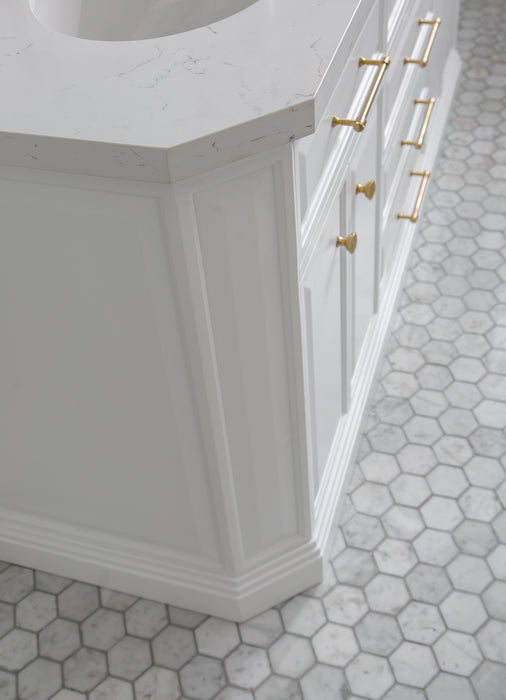 Kingston Palace PA72QZ06PW - 72 in. x 22 in. Bathroom Vanity Quartz Top and White Basin, Pure White