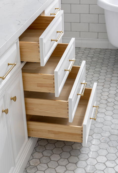 Kingston Palace PA72QZ06PW - 72 in. x 22 in. Bathroom Vanity Quartz Top and White Basin, Pure White