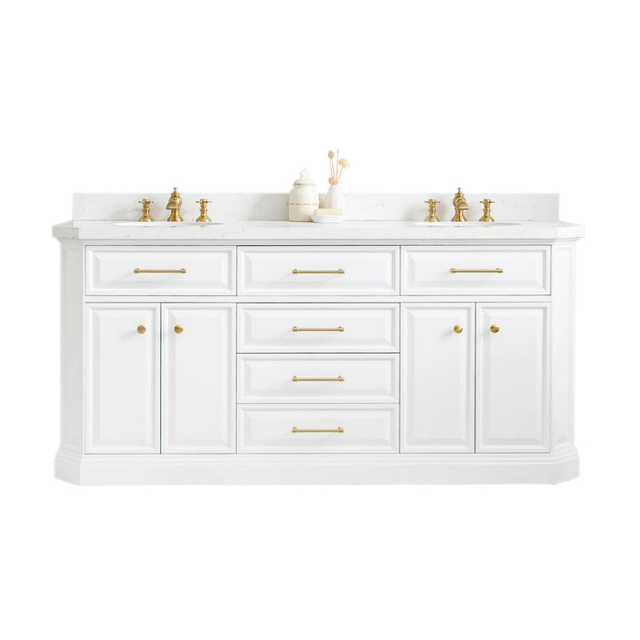 Kingston Palace PA72QZ06PW - 72 in. x 22 in. Bathroom Vanity Quartz Top and White Basin, Pure White