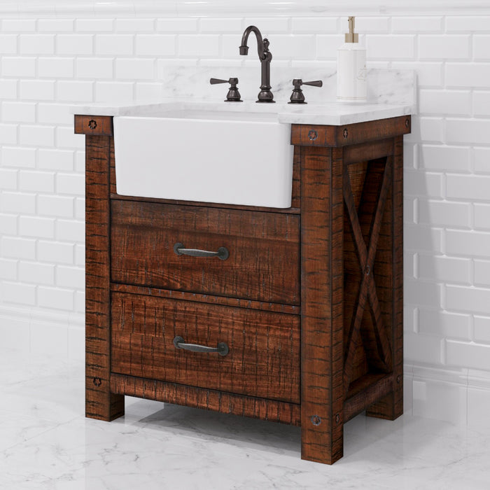 Kingston Paisley PY30CW03RS - 31 in. x 22 in. Bathroom Vanity Marble Top and White Basin, Rustic Sienna