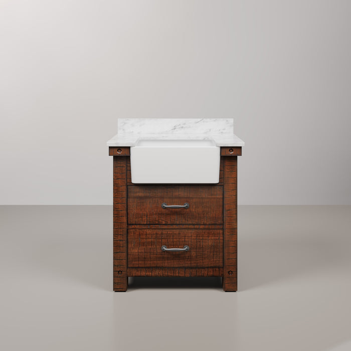 Kingston Paisley PY30CW03RS - 31 in. x 22 in. Bathroom Vanity Marble Top and White Basin, Rustic Sienna