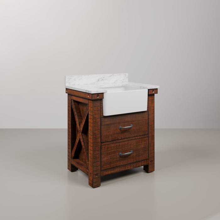 Kingston Paisley PY30CW03RS - 31 in. x 22 in. Bathroom Vanity Marble Top and White Basin, Rustic Sienna