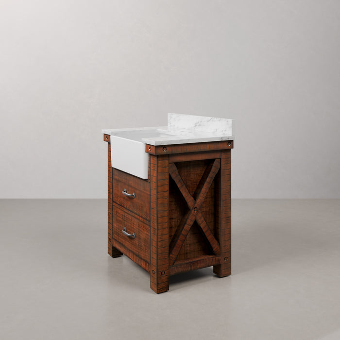 Kingston Paisley PY30CW03RS - 31 in. x 22 in. Bathroom Vanity Marble Top and White Basin, Rustic Sienna