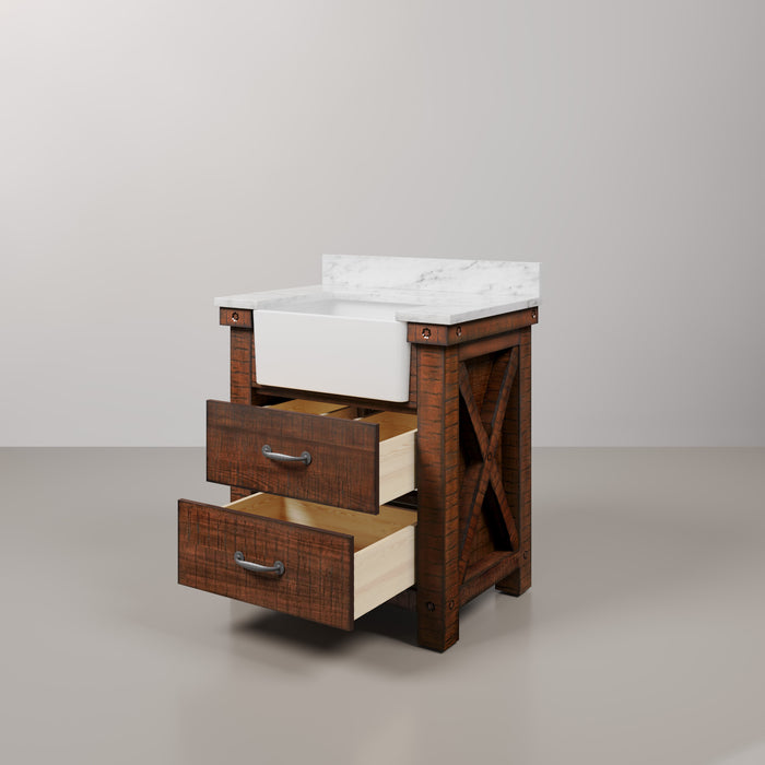 Kingston Paisley PY30CW03RS - 31 in. x 22 in. Bathroom Vanity Marble Top and White Basin, Rustic Sienna