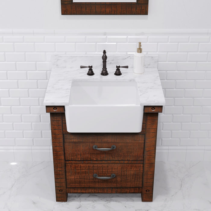 Kingston Paisley PY30CW03RS - 31 in. x 22 in. Bathroom Vanity Marble Top and White Basin, Rustic Sienna