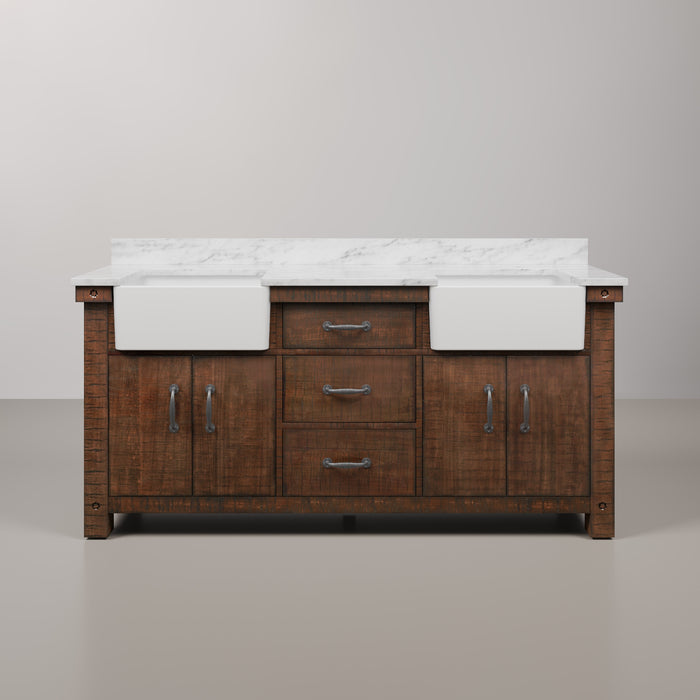 Kingston Paisley PY72CW03RS - 72 in. x 22 in. Bathroom Vanity Marble Top and White Basin, Rustic Sienna