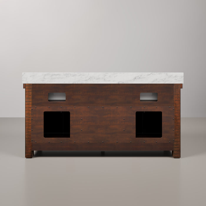 Kingston Paisley PY72CW03RS - 72 in. x 22 in. Bathroom Vanity Marble Top and White Basin, Rustic Sienna