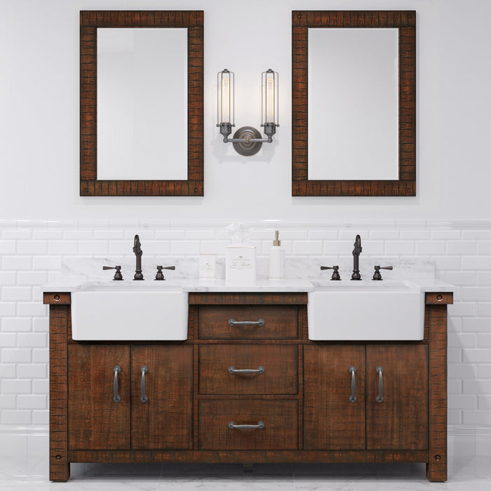 Kingston Paisley PY72CW03RS - 72 in. x 22 in. Bathroom Vanity Marble Top and White Basin, Rustic Sienna