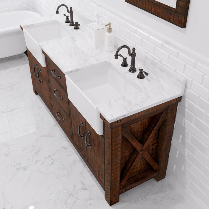 Kingston Paisley PY72CW03RS - 72 in. x 22 in. Bathroom Vanity Marble Top and White Basin, Rustic Sienna