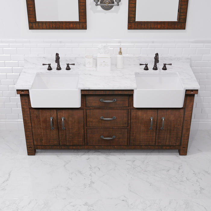 Kingston Paisley PY72CW03RS - 72 in. x 22 in. Bathroom Vanity Marble Top and White Basin, Rustic Sienna