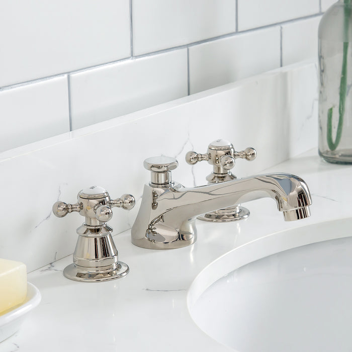 Kingston Queen QU48QZ05PW - 48 in. x 22 in. Bathroom Vanity Quartz Carrara Top and White Ceramic Basins, Pure White