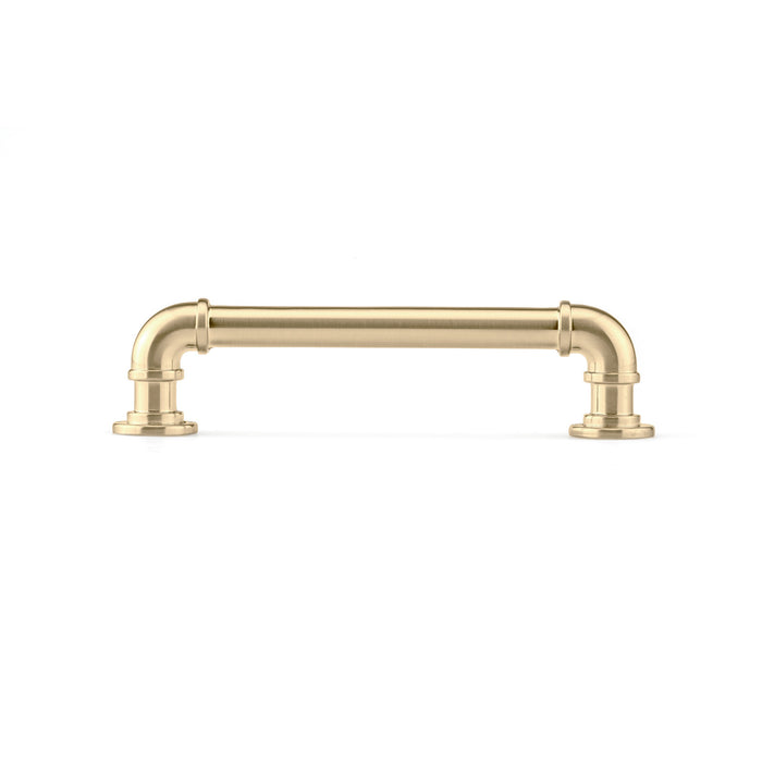 Kingston Sona RK22091BB - Industrialist Cabinet Pipe Pull for Kitchen (10-Pack), Brushed Brass