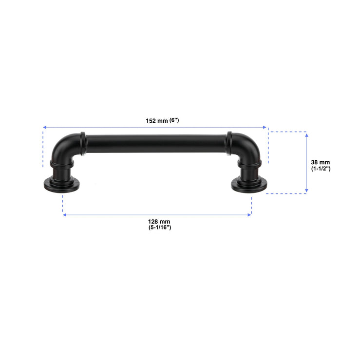 Kingston Sona RK22091MB - Industrialist Cabinet Pipe Pull for Kitchen (10-Pack), Matte Black