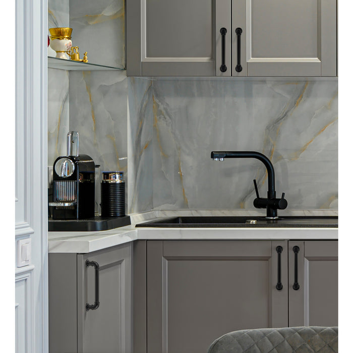 Kingston Sona RK22091MB - Industrialist Cabinet Pipe Pull for Kitchen (10-Pack), Matte Black