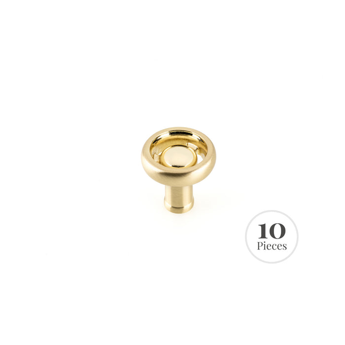 Kingston Sona RK22093BB - Industrialist Cabinet Knob for Kitchen (10-Pack), Brushed Brass